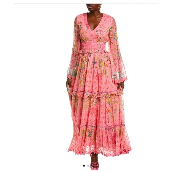 HEMANT & NANDITA | Dresses | Hemant Nandita Floral Pink Maxi Dress Size  Small Nwt | Poshmark